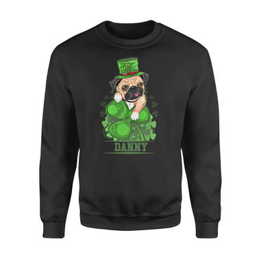 Personalized St. Patrick Gift Idea - Lovely Bulldog With Clover - Standard Crew Neck Sweatshirt